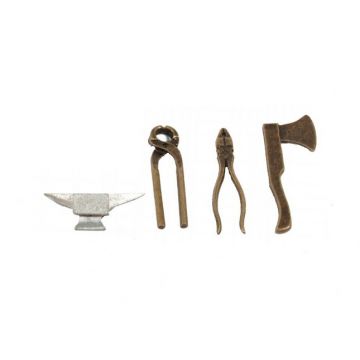 SET 4 ATTREZZI IN METALLO PER PRESEPE O MODELLISMO