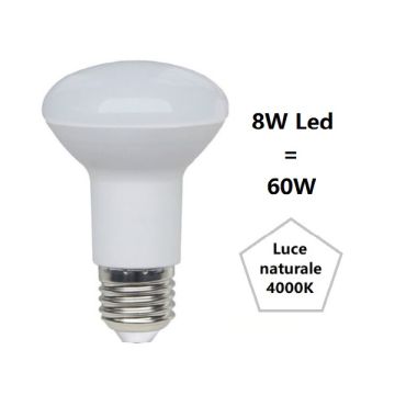 BOT LIGHTING S.R.L. - LAMPADINA REFLECTOR R63 A LED 8W LUCE NATURALE 4000K 806 LUMEN E27 BOT LIGHTING