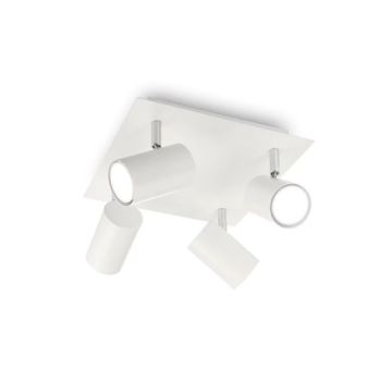 PLAFONIERA DA SOFFITTO ORIENTABILE BIANCA 4 LUCI GU10 SPOT IDEALLUX PLAFONIERA DA SOFFITTO ORIENTABILE BIANCA 4 LUCI GU10 SPOT IDEALLUX