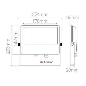 BENEITO FAURE - FARO PROIETTORE PER ESTERNO A LED 40W SWITCH 4CCT NERO SKY BENEITO