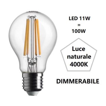 LAMPADINA GOCCIA A LED 11W LUCE NATURALE 4000K 1521 LUMEN E27 DIMMERABILE BOT LAMPADINA GOCCIA A LED 11W LUCE NATURALE 4000K 1521 LUMEN E27 DIMMERABILE BOT
