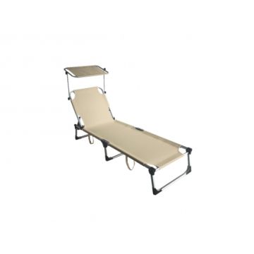 GARDEN FRIEND - LETTINO PRENDISOLE PIEGHEVOLE DA GIARDINO CON TETTUCCIO BEIGE MYKONOS 187X57X30