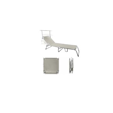 GARDEN FRIEND - LETTINO PRENDISOLE PIEGHEVOLE DA GIARDINO CON TETTUCCIO BEIGE MYKONOS 187X57X30