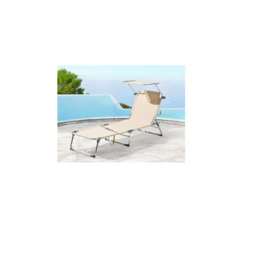 GARDEN FRIEND - LETTINO PRENDISOLE PIEGHEVOLE DA GIARDINO CON TETTUCCIO BEIGE MYKONOS 187X57X30
