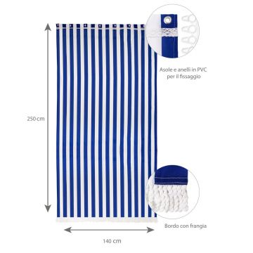 VERDELOOK - TENDA DA SOLE PER BALCONE 140X250H CM BLU E BIANCO