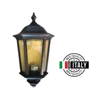 MORETTI LUCE S.N.C. - APPLIQUE DA PARETE MEZZA LANTERNA NERO-RAMATO DA ESTERNO 1XE27 SERIE RIO MORETTI