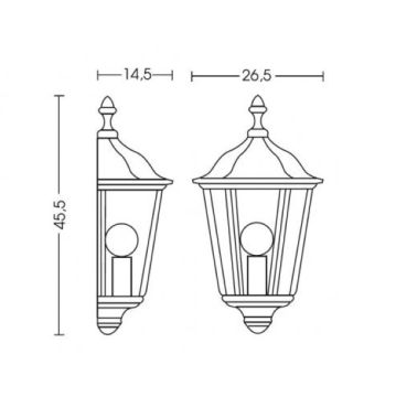 MORETTI LUCE S.N.C. - APPLIQUE DA PARETE MEZZA LANTERNA NERO-RAMATO DA ESTERNO 1XE27 SERIE RIO MORETTI