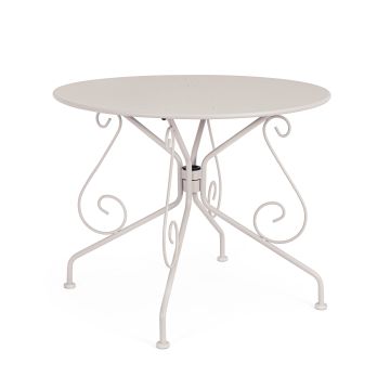 TAVOLO GIARDINO ESTERNO ACCIAIO TONDO VINTAGE BEIGE GRIZ PER ESTERNO 90X72 CM TAVOLO GIARDINO ESTERNO ACCIAIO TONDO VINTAGE BEIGE GRIZ PER ESTERNO 90X72 CM