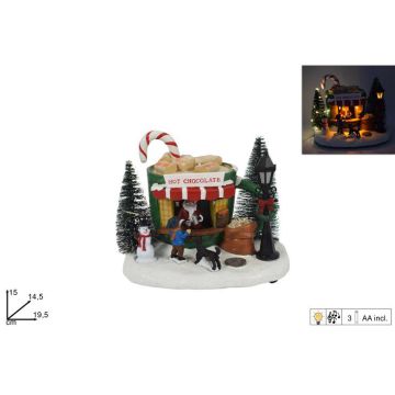SCENARIO NATALIZIO VENDITORE HOT CHOCOLATE LUCI E SUONI