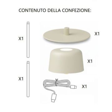 ZAFFERANO - LAMPADA DA TAVOLO RICARICABILE SALVIA 2W 2700K 144LM IP44 1+1 ZAFFERANO AILATI