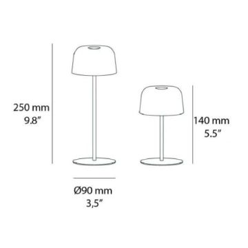 ZAFFERANO - LAMPADA DA TAVOLO RICARICABILE SALVIA 2W 2700K 144LM IP44 1+1 ZAFFERANO AILATI
