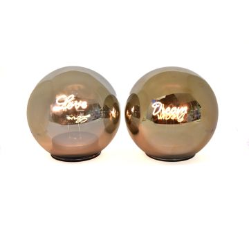 MERCURY - PALLA VETRO CON SCRITTE LED DIAM.15X14,5H CM ASSORTITE PREZZO CAD UNO