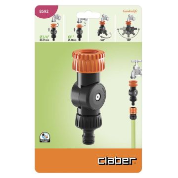 CLABER - SNODO A RUBINETTO CLABER PER IRRIGAZIONE CON ATTACCO TRE QUARTI E UN POLLICE OR