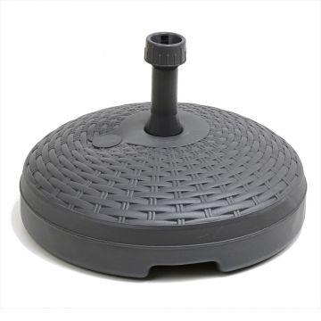 IPAE PROGARDEN - BASE OMBRELLONE PLASTICA EFFETTO RATTAN 20 LITRI ANTRACITE PER GIARDINO TERRAZZO