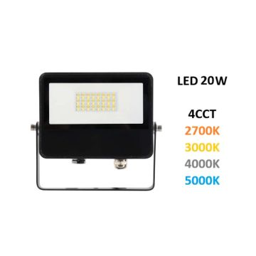 BENEITO FAURE - FARO PROIETTORE PER ESTERNO A LED 20W SWITCH 4CCT NERO SKY BENEITO