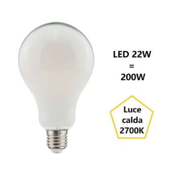 LAMPADINA GOCCIA A LED 22W LUCE CALDA 2700K 3452 LUMEN E27 VETRO SATINATO BOT LAMPADINA GOCCIA A LED 22W LUCE CALDA 2700K 3452 LUMEN E27 VETRO SATINATO BOT