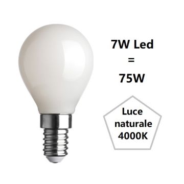 LAMPADINA SFERA PICCOLA LED 7W LUCE NATURALE 4000K 1055 LUMEN E14 BOT