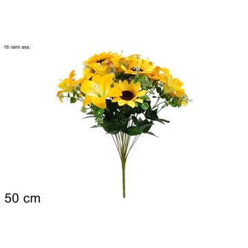 MAZZO FIORI CON GIRASOLI E GIGLI 16 RAMI ALTO 50CM MAZZO FIORI CON GIRASOLI E GIGLI 16 RAMI ALTO 50CM