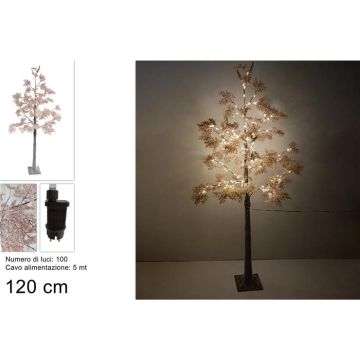 ALBERO DECORATIVO CON RAMI MARRONI PVC INNEVATI 120CM 100 MICROLED DI DUEESSE