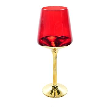 PORTACANDELA ORO E ROSSO IN VETRO DIAM. 14X35H CM DI MERCURY PORTACANDELA ORO E ROSSO IN VETRO DIAM. 14X35H CM DI MERCURY