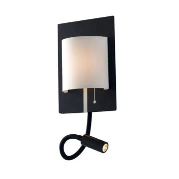 APPLIQUE DA PARETE A LED NERA CON PARALUME BIANCO E BRACCIO FLESSIBILE 6W+3W POP APPLIQUE DA PARETE A LED NERA CON PARALUME BIANCO E BRACCIO FLESSIBILE 6W+3W POP