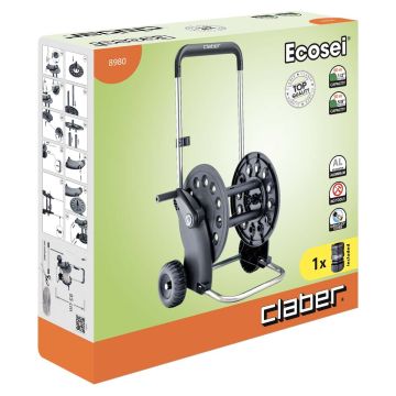 CLABER - CARRELLO AVVOLGITUBO PER GIARDINO CAPACITÀ 60 M TUBO 1/2 POLLICE CLABER ECOSEI