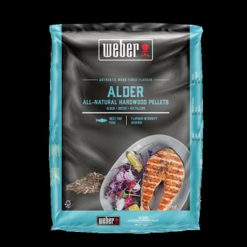 PELLET LEGNA ONTANO WEBER AFFUMICATURA BARBECUE AROMA DELICATO 8 KG
