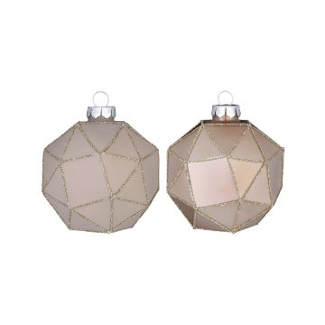 INGES'S CHRISTMAS - PALLINA DI NATALE IN VETRO ALABASTRO CON ANGOLI GEOMETRICI OP/LUC 7,5CM CAD UNO