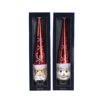 KAEMINGK - PUNTALE IN VETRO BABBO NATALE O PUPAZZO DI NEVE 30CM KAEMINGK ASS PREZZO CAD