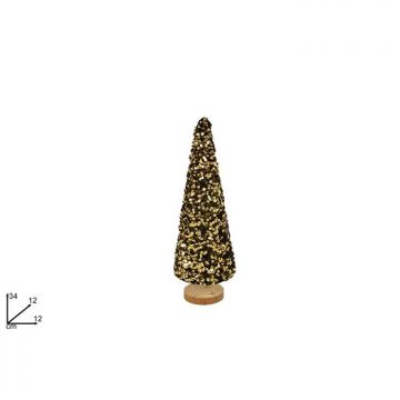 DUE ESSE CHRISTMAS - ALBERO 34CM NERO ORO C/PAILLETTE