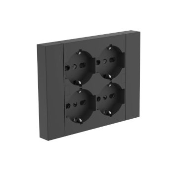 ELECTRALINE - MULTIPRESA NERA PARETE QUADRA CON 4 PRESE UNIVERSALI ELECTRALINE