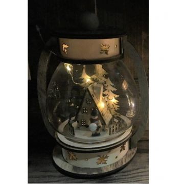 GIOCOPLAST NATALE - LAMPADA AD OLIO C/CASETTA WOOD & CHARM 25 CM C/GOCCE LED BATT