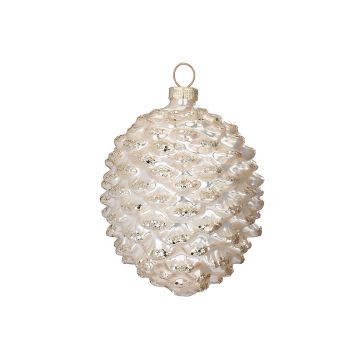 DECORAZIONE DA APPENDERE A FORMA DI PIGNA CHAMPAGNE 8CM