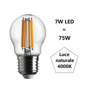 LAMPADINA SFERETTA A LED 7W LUCE NATURALE 4000K 1055 LUMEN E27 BOT LIGHTING LAMPADINA SFERETTA A LED 7W LUCE NATURALE 4000K 1055 LUMEN E27 BOT LIGHTING