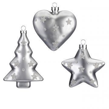 INGES'S CHRISTMAS - APPENDINO VETRO ALBERO STELLA CUORE ASS ARGENTO CM 9