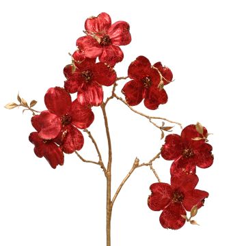 KAEMINGK - RAMO DECORATIVO NATALIZIO CON FIORI ROSSI CORNIOLO KAEMINGK 90 CM
