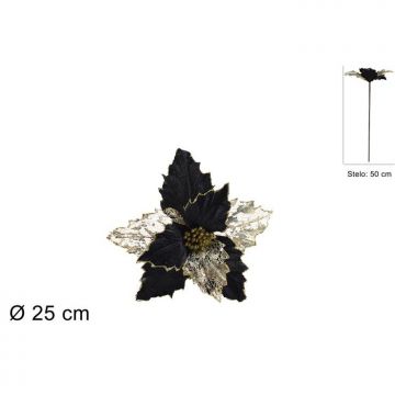 DUE ESSE CHRISTMAS - STELO FIORE NATALIZIO NERO ALTO 50CM DIAM 25