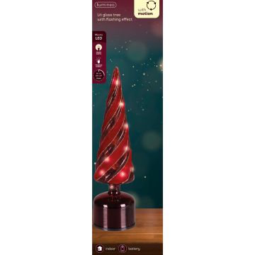 KAEMINGK - ALBERO LED FLASHING ROTANTE ROSSO EFFETTO VETRO DIAMETRO 9X33,5H CM