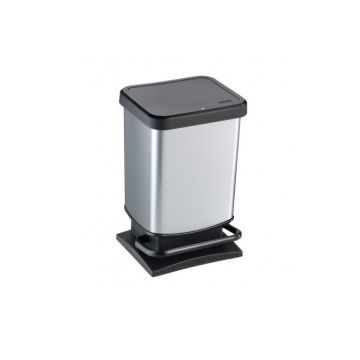 ROTHO - PATTUMIERA CON PEDALE 20 LT PASO ARGENTO METALLIZZATO