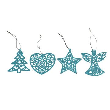 GIOCOPLAST NATALE - ADDOBBO NATALIZIO GLITTER ICE BLUE 10 CM 4 ASSORTIMENTI INDICARE LA VARIANTE
