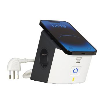 BTICINO - MULTIPRESA CON RICARICA WIRELESS 15W CELLULARE BIANCO BTICINO