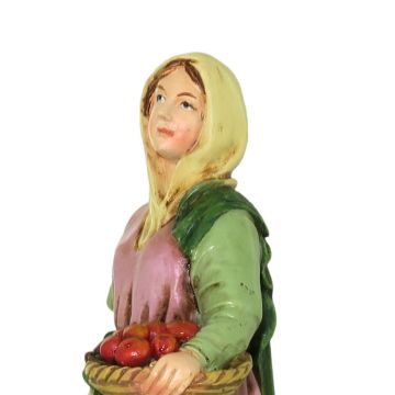BERTONI - PASTORELLA CON CESTO FRUTTA PER PRESEPE DA 12 CM