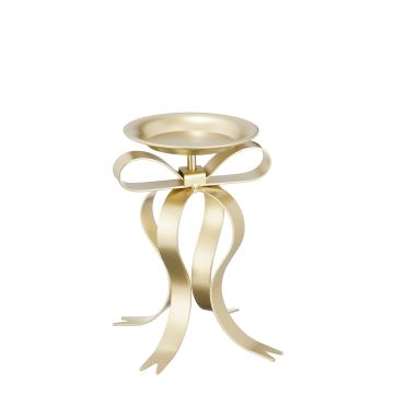 EDELMAN - PORTACANDELA NATALIZIO CON FIOCCO CHAMPAGNE 20 CM EDELMANN