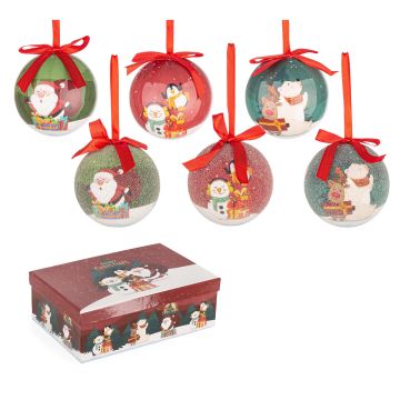 CONFEZIONE 6 PALLINE BIZZOTTO BABBO NATALE RENNA BLAINE D7,5 CONFEZIONE 6 PALLINE BIZZOTTO BABBO NATALE RENNA BLAINE D7,5