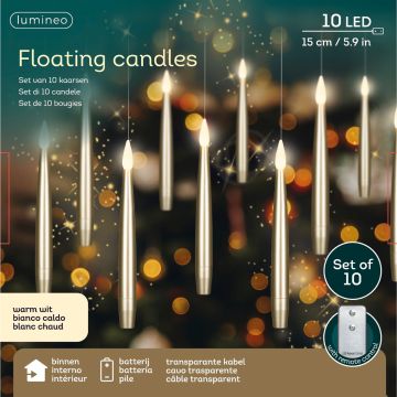 KAEMINGK - CANDELE LED SOSPESE ORO EFFETTO FIAMMA REALE DIAM 1,5X15H CM