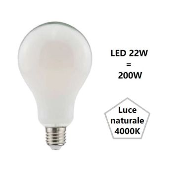 LAMPADINA GOCCIA A LED 22W LUCE NATURALE 4000K 3452 LUMEN E27 VETRO SATINATO BOT LAMPADINA GOCCIA A LED 22W LUCE NATURALE 4000K 3452 LUMEN E27 VETRO SATINATO BOT