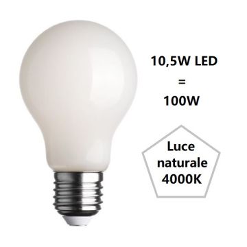 LAMPADINA GOCCIA LED 10,5W LUCE NATURALE 4000K 1521 LUMEN E27 BOT