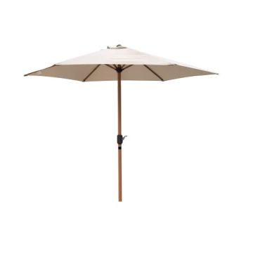 OMBRELLONE TONDO ECRU' DIAMETRO 3M PALO CENTRALE EFFETTO LEGNO CON MANOVELLA