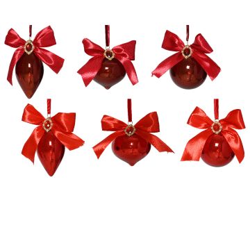KAEMINGK - PALLINA NATALIZIA VETRO LUCIDO 8CM CON FIOCCO RASO 6 COLORI KAEMINGK