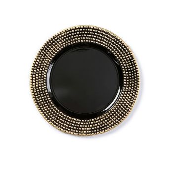 PIATTO NERO CON DECO ORO 33 CM PIATTO NERO CON DECO ORO 33 CM